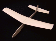 Ninomiya's "N-424" design from Jet Age Jamboree (1966). The glider fuselage is constructed from several laminations of paper glued together. The wings are of two laminations, and the tailplane and tailfin of a single lamination. N-424 Paper Plane.gif