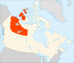 Map o Canadae wi Northwast Territories heichlichtit