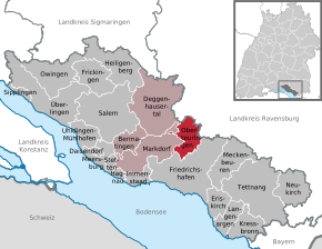 Poziția Oberteuringen pe harta districtului Bodenseekreis