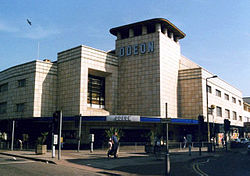 Front of the cinema as Odeon Weston-super-Mare, showing front entrance, foyer, and both wings Odeon Weston super Mare.jpg