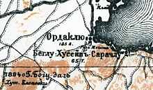 Ordakli and Beyli Huseyin Sarachli villages on the Caucasus 5th verst map.jpg