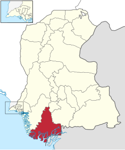 Mapa do Paquistão, posição do distrito de Sujawal em destaque