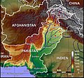 Topografische Karte Pakistans mit dem Indus-Becken