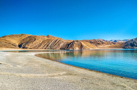 Pangong Tso is one of the highest saltwater lakes in the world.