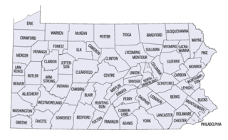 Pennsylvania counties (clickable map) Pennsylvania counties map.png