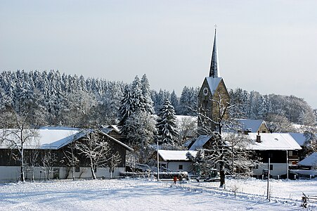 Peretshofen, Bavaria, Germany in December snow.