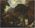 Thumbnail for File:Pieter Andreas Rijsbrack - An idyllic mountainous landscape with figures by a stream.jpg