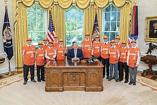 The Eastbank Little League team with President Donald Trump in October 2019 President Trump Meets with the Little League Baseball World Series Championship Team and the Little League Softball World Series Championship Team (48902921813).jpg