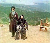 Дагестанци в традиционни носии. Снимка на Сергей Прокудин-Горски, направена около 1907 – 1915 г.