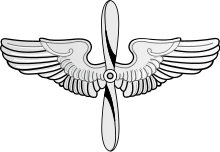 Traditional Prop and Wings insignia, currently used at the U.S. Air Force Academy Prop and wings.svg