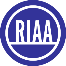 Recording Industry Association of America (RIAA) seal that appears on award plaques RIAA logo colored.svg