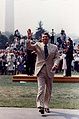 President Reagan walking back to the White House after awards ceremony on the South Lawn