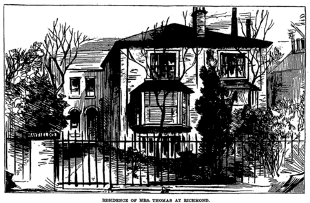 رسم منزل شبه منفصلة الضواحي مع نافذة بارز في المقدمة وباب المدخل