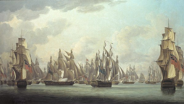 Commodore Dance's celebrated action against a French squadron in the Straits of Malacca on 15th February 1804, Robert Dodd