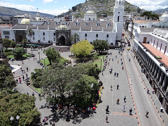 The colonial Quito, capital of the Real Audiencia of Quito, today a UNESCO World Heritage Site.