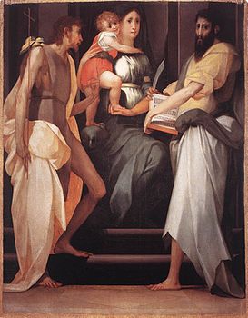 Rosso Fiorentino - Madonna intronată între doi sfinți - WGA20121.jpg