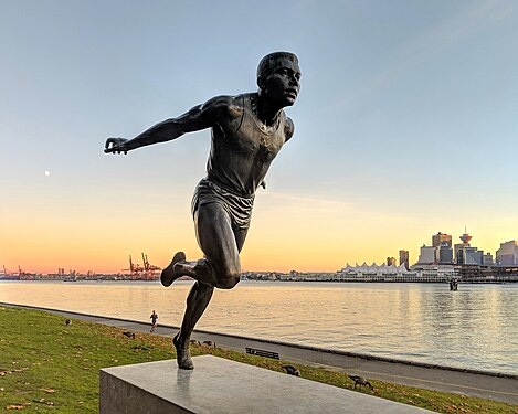 Bronze statue of Harry Jerome, a Canadian runner, in Vancouver's Stanley Park.