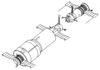 Dessin représentant une capsule Soyouz (en haut à droite) en approche de Saliout 1.
