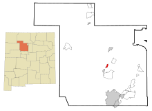 Округ Сандовал, штат Нью-Мексико, зарегистрированный и некорпоративный, Jemez Pueblo Highlighted.svg