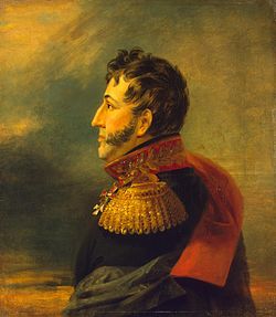 Retrato de Ivan Terentyevich Sazonov por el taller[1] de George Dow.  Galería Militar del Palacio de Invierno, Museo Estatal del Hermitage (San Petersburgo)