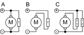 A field coil may be connected in shunt, in series, or in compound with the armature of a DC machine (motor or generator). Serie Shunt Coumpound.png
