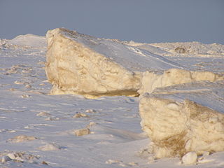 <span class="mw-page-title-main">Shelf ice</span> Ice formed on a lake and washed up on the shore