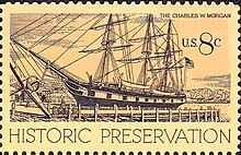 1971 U.S. commemorative stamp honoring Charles W. Morgan by Melbourne Brindle Ship CW Morgan.jpg