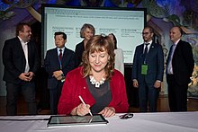The signing of the D7 Charter in Wellington, New Zealand in 2018 Signing the Digital 7 Charter.jpg