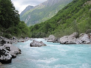 Soča river flows through western Slovenia and northeastern Italy