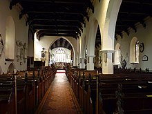 Looking east along the nave towards the chancel St Peters Church, Carmarthen, interior - 4495748 - geograph.org.uk.JPG