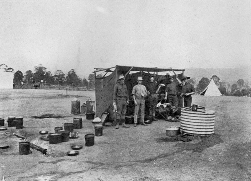 File:StateLibQld 2 177447 Camp kitchen with the Australian 2nd Light Horse Regiment, Queensland, 1914.jpg