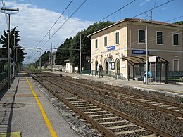 Gare de Bolgheri, Piazzale del ferro vue depuis la voie 2 côté sud.JPG