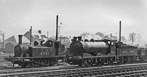 Locomotives in the yard at Stirling in 1948 Stirling (Shore Road, LNER) Depot geograph-2381146-by-Ben-Brooksbank.jpg