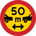 Minimum distance between 2-tracked motor vehicles