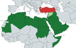 Haritada gösterilen yerlerde Arap Ligi ve Türkiye