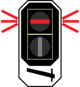 Signal d'arrêt protégeant exclusivement un passage à niveau, indiquant que l'installation est en dérangement.
