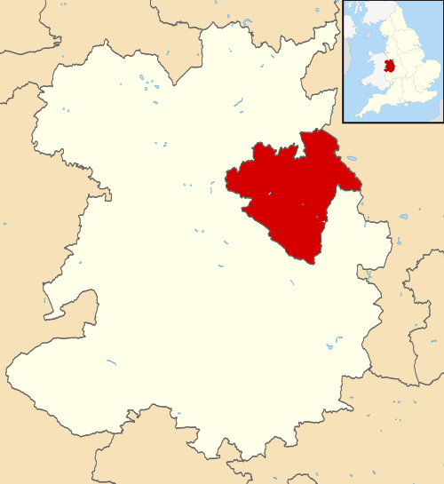 Telford and Wrekin shown within Shropshire and England