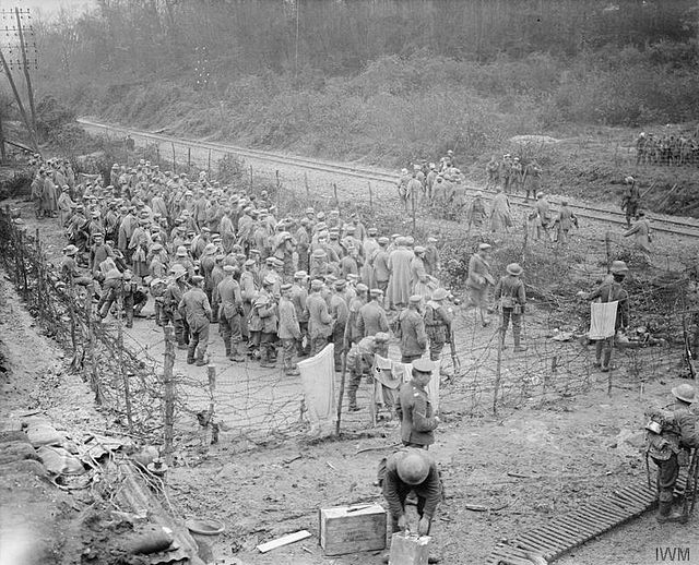Prisoners taken in Beaumont Hamel, France, during the Battle of the Ancre, by the 51st (Highland) Division, 13 November 1916.