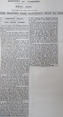 The Morning Post, 19 July 1919 - Pensions Delay, War office blamed