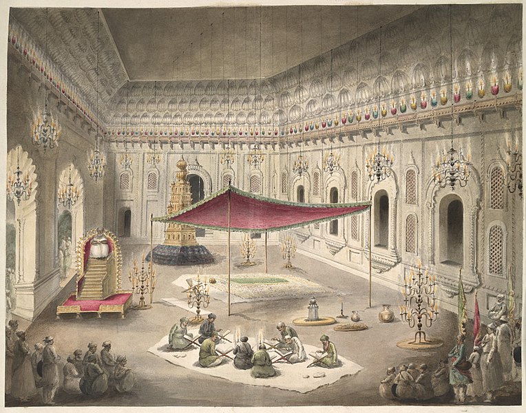 File:The simple grave of Asaf al-Daula under a canopy inside the Imambara - British Library Add.or.4758.jpg