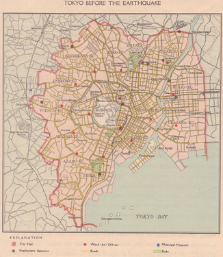 Tokion kaupungin alue ennen vuoden 1923 maanjäristystä