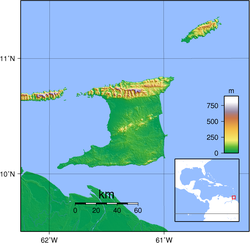 Trinidad és Tobago domborzati térképe