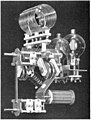 A tuned RF amplifier module for a radio transmitter, from 1938. This consists of two power triode tubes and a tank circuit consisting of a high Q coil (top) and a variable air-dielectric tuning capacitor (center).