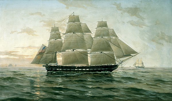 USS Chesapeake, painting by F. Muller (early 1900s)