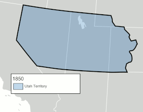 The evolution of the Utah Territory from its creation by Congress in 1850 to 1896, when statehood was granted Utah Territory evolution animation - August 2011.gif