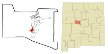 Valencia County New Mexico Incorporated and Unincorporated areas Belen Highlighted.svg