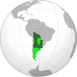 Viceroyalty of the Río de la Plata and disputed de jure extension (light green)