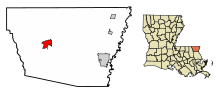 Washington Parish Louisiana Incorporated ve Unincorporated alanlar Franklinton Highlighted.svg