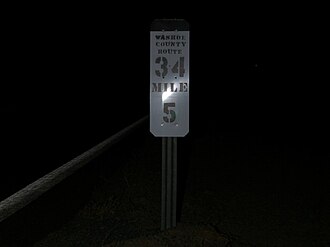 A milemarker for CR 34, located about 5 miles north of Gerlach WashoeCR34.jpg