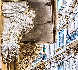 Griffins on the facade XIX century buildin in Nigar Rafibayli street, 26 Photograph: Sefer azeri Licensing: CC-BY-SA-4.0
